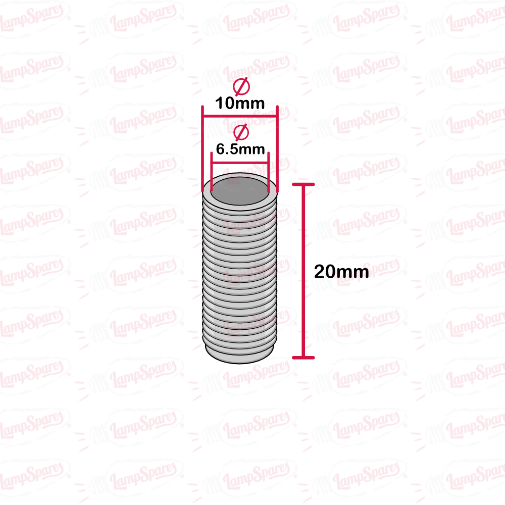 2x M10 X 20mm Brass Allthread Hollow Threaded Rod Tube – For Lamps, Electrical, Crafts