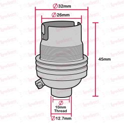 BC | B22 | Bayonet Cap Bronze Un-Switched Lampholder 10mm Entry 10132