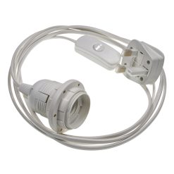 White Edison Screw Pre Made Cable With Inline Switch And Plug 9755074