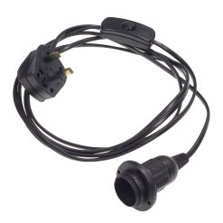 Black SES Lampholder With In Line Switch [PLU64974]