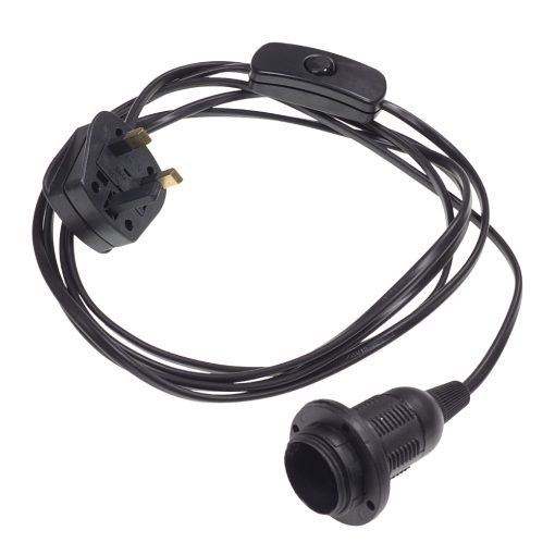 Black SES Lampholder With In Line Switch [PLU64974]