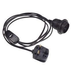 Black Edison Screw Pre Made Cable With Inline Switch And Plug 9755073