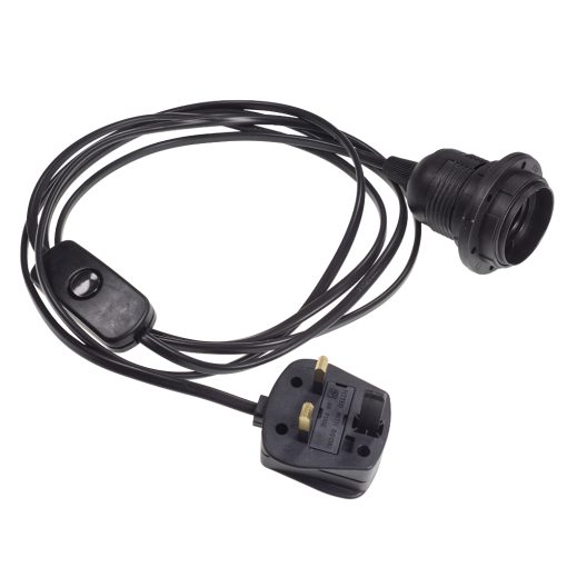 Black Edison Screw Pre Made Cable With Inline Switch And Plug 9755073