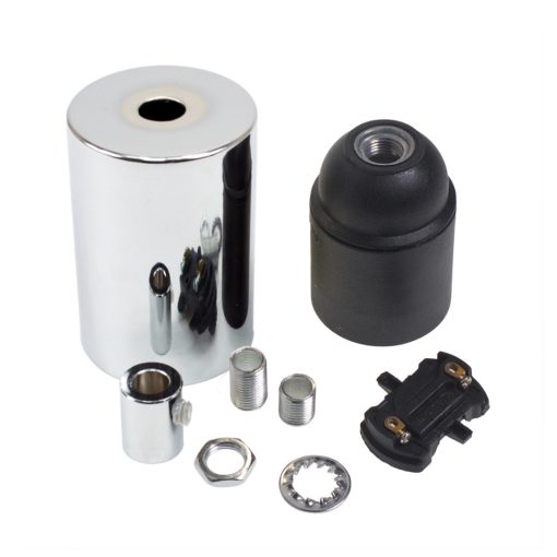 ES | E27 | Edison Screw Chrome Lampholder Cup and Cord Grip 3574040 - Image 2