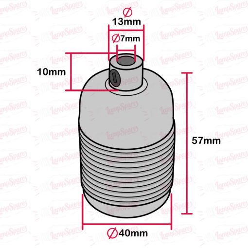 ES | E27 | Edison Screw Copper Plated Threaded Lampholder with Metal Cord Grip 64705 - Image 3