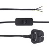 Black 3 Core With Moulded Plug And In Line Switch 2.5m Long