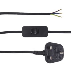 Black 3 Core With Moulded Plug And In Line Switch 2.5m Long