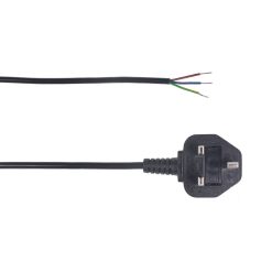 Black Un-Switched 3 Core With Plug 2.5m Long