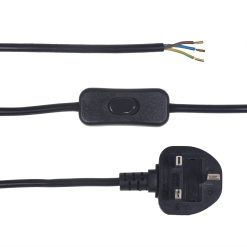 Black 3 Core With Moulded Plug And In Line Switch 2.5m Long