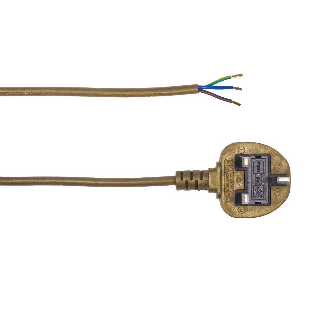 Gold Un-Switched 3 Core With plug 2.5m Long 41918