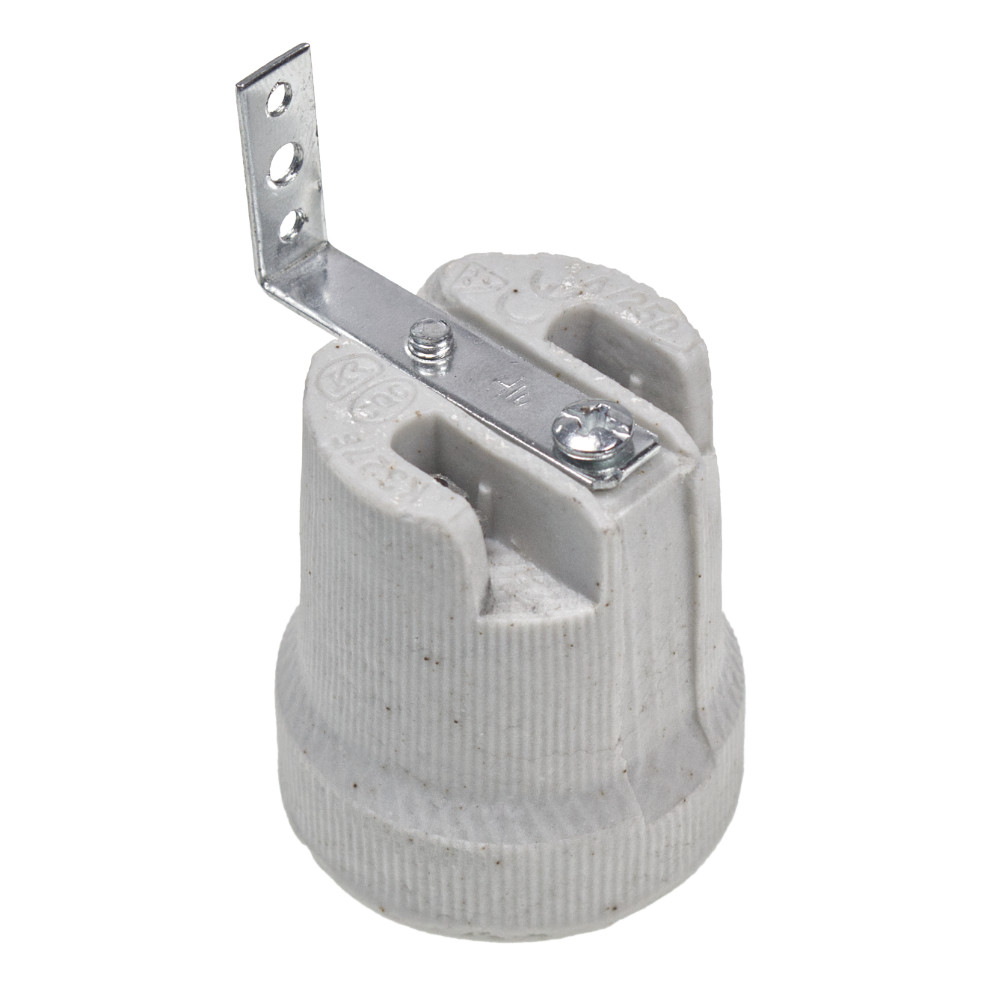 ES | E27 | Edison Screw Porcelain Lampholder with Reversed Bracket 12358