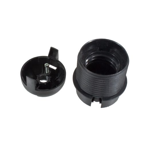 ES | E27 | Edison Screw Half Threaded Lampholder Black With Push Wire Terminals 5252459