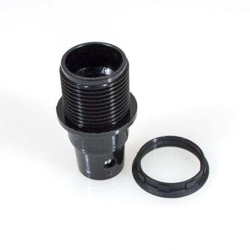 SES | E14 | Small Edison Screw Black Half Threaded Lampholder With Earth Cap PLU10265