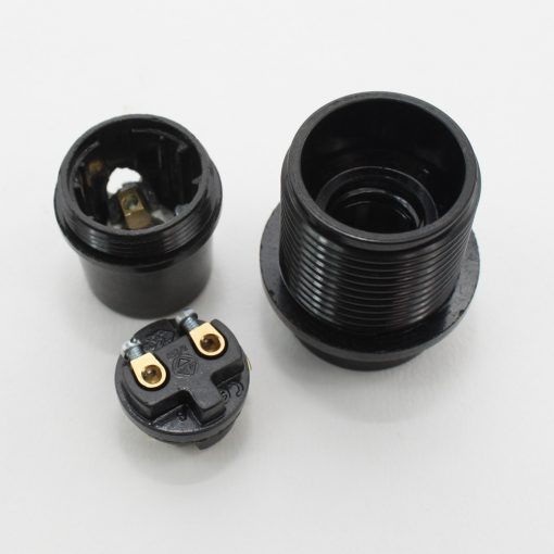 SES | E14 | Small Edison Screw Black Half Threaded Lampholder With Earth Cap PLU10265