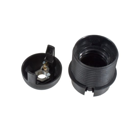 ES | E27 | Edison Screw Half Threaded Lampholder Black With Push Wire Terminals 5252459