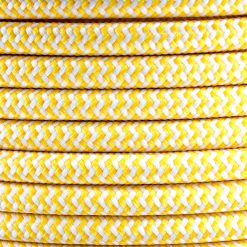 Yellow Herringbone Round Fabric Cable 3 Core 4200440 | Lampspares.co.uk